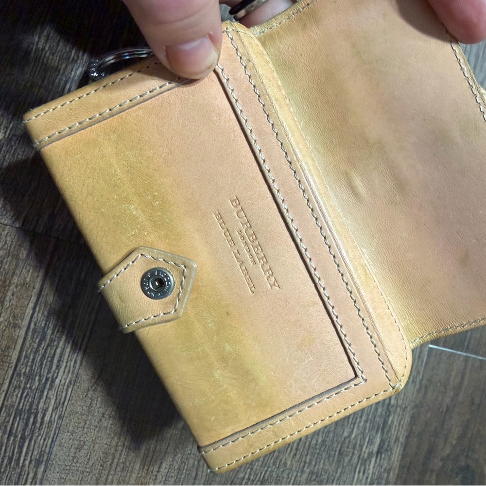 Authentic Vintage Burberry Yellow Leather Key Pouch Nova Check - Picture 2 of 9